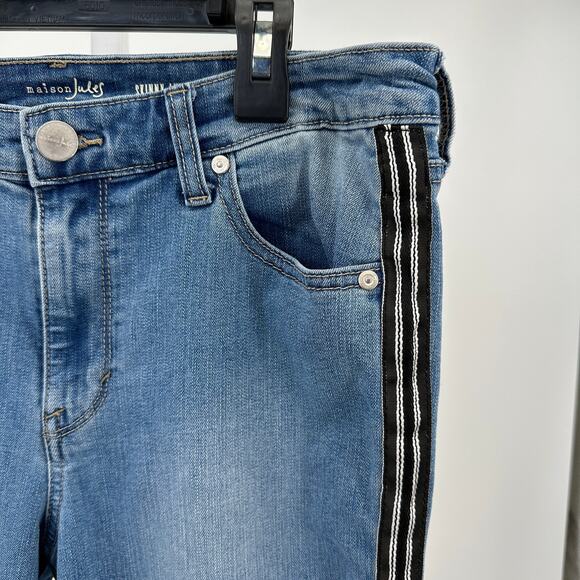 Maison Jules Skinny Ankle Jeans WMNS 8/29 Light Wash Denim Racer Stripe Stretch - Picture 4 of 7